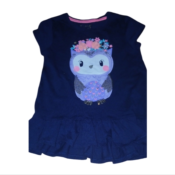 Girl Cynthia Rowley Navy Owl Graphic Top and Orange Shorts Set Size 7/8 - Picture 2 of 3